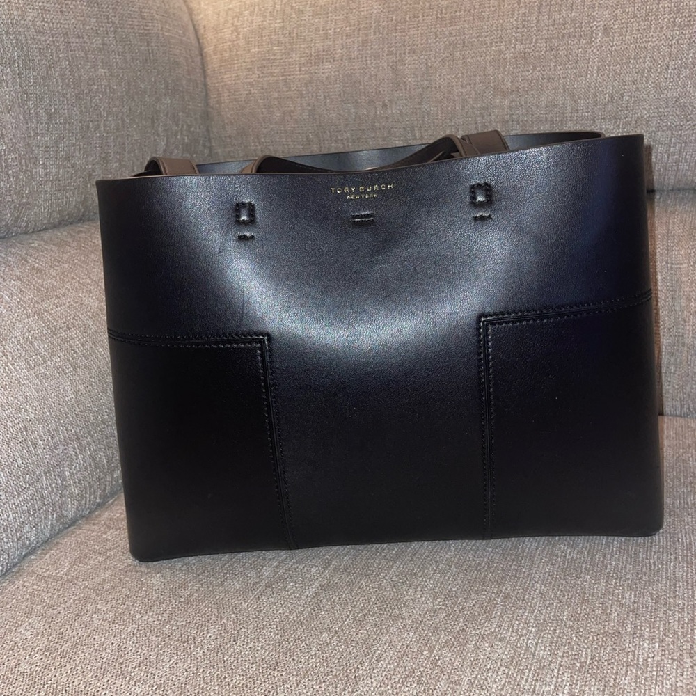 Tory Burch Block-T T Block Triple Compartment Imperial Garnet Leather Tote